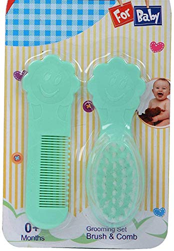 Image of Grooming Comb & Brush Set for Babies /Infants /Toddlers /Newborns-Green.