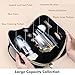 Prite Makeup Bag for Women Travel Waterproof Vegan Leather Cosmetic Bag Open Flat Toiletry Bag With Clear Divider and Handle (Large Black Pro)