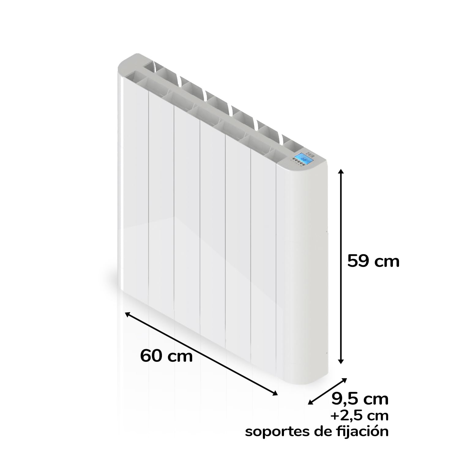 HJM Emisor Térmico Cerámico Bajo Consumo MARNE 1500, Programación 24/7, Funciones Ahorro, Turbo Programable, 1500W, Blanco