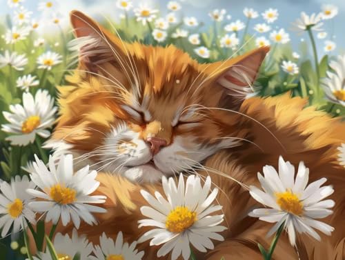 Diamond Painting Fleurs pour Chats Peinture Diamant 5D Kit Point de Croix