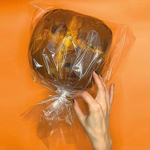 Bolsas de Alimentos 20uds con Cierres Metálicos - 35 x 48 cm, Bolsas Transparentes para Alimentos, Bolsas para Envasar Panettone, Colomba, Galletas, Tartas, Pan - Bolsas Grandes para Alimentos