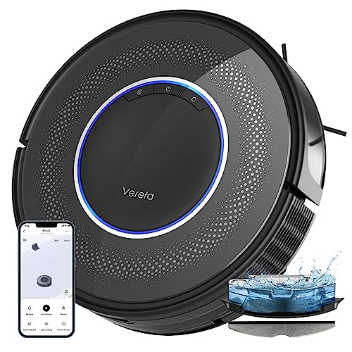 Verefa Robot Vacuum and Mop Combo, Robot Vacuum 3200Pa Suction, 150Mins Runtime, Quiet Cleaning, Robot Vacuum Cleaner, Self-Charging, Set Schedule, APP & Voice Control, Ideal for Carpet, Hard Floor Verefa Robot Vacuum and Mop Combo, Robot Vacuum 3200Pa Suction, 150Mins Runtime, Quiet Cleaning, Robot Vacuum Cleaner, Self-Charging, Set Schedule, APP & Voice Control, Ideal for Carpet, Hard Floor