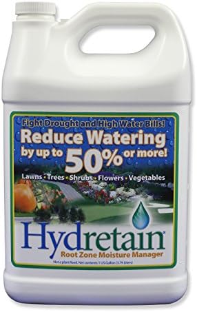 Hydretain Root Zone Moisture Manager - Drought Protection and Moisture Control for Lawns, Gardens, Containers - Reduces Watering, Delays Wilt - Covers up to 40000 Sq Ft (1 Gallon, 2 Pack)