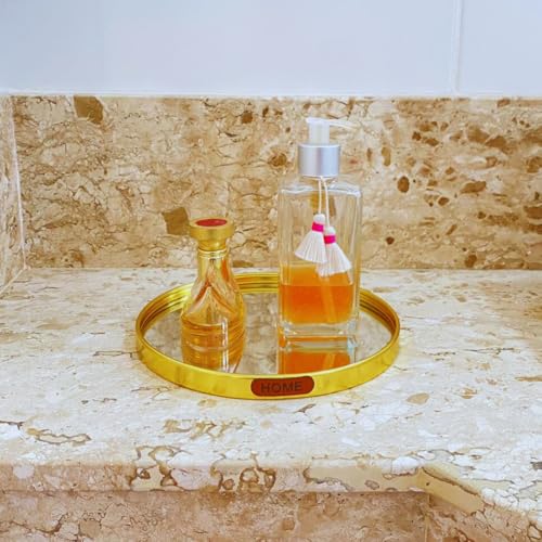 Bandeja Decorativa Espelhada Redonda 20cm para Banheiro Sala Quarto com Elegância