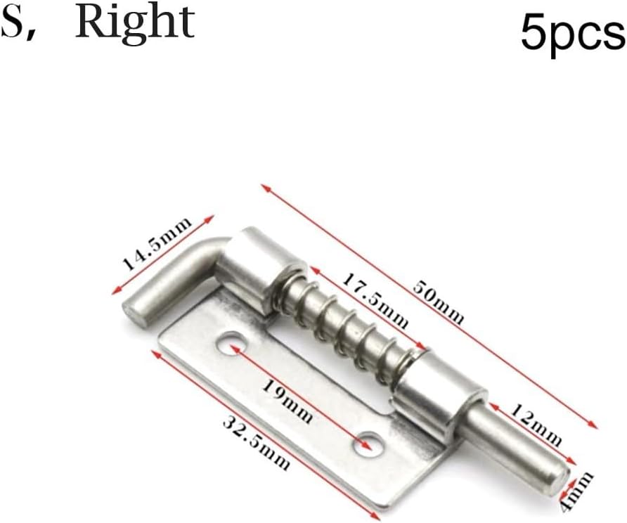 5pcs Spring Loaded Latches for Security Applications on Doors and Cabinets, 304 Stainless Steel Bolt Latch for Enhanced Privacy and Safety (S Right)
