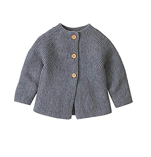 Hailouhai Herbst Winter Neugeborenen Baby Mädchen Pullover niedlich Langarm Kleidung Strickjacke Pullover warm halten Outfits (0-3 Monate, Grau) Cover