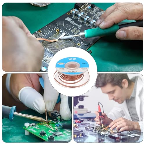 Image of MECCANIXITY Solder Wick Braid No-Clean Desoldering Wick Braid 0.04 Inch Width 5 Feet Length for Remove the Solder Electrical Components 1 Pack