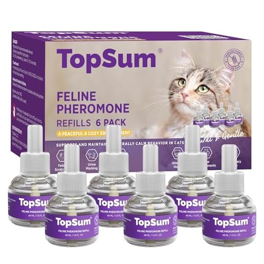 TopSum Cat Calming Pheromone Diffuser: Feline Pheromones Plug in for Stress, Alone At Home, Spraying, Fighting, Scratching, Aggression & Excessive Meowing (Purple– 6 Refills)