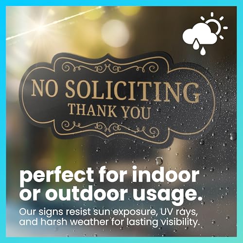 Image of ExcelMark Premium No Soliciting Sign for House - Made in the USA (Small - 2 inchx 5 inch, Black with Gold Letters)