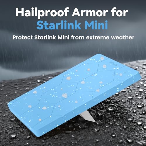 Image of Starlink Mini Protective Cover Case, Hailproof Liquid Silicone Protective Case for Starlink Mini Dish, Starlink Minis Accessories Waterproof Shockproof Portable for Outdoor Camping, Sky Blue