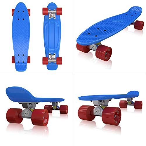 Skatro - Mini Cruiser Skateboard. 22x6inch Retro Style Plastic Board Comes Complete. Model: Blue Ocean - Thumbnail 3