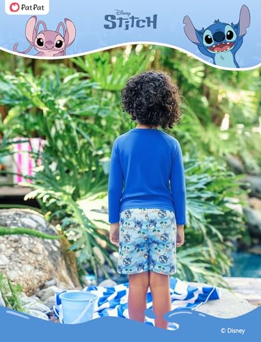 Image of Disney Marvel Spiderman Swimsuit Rash Guard Shirt & Swim Trunks Stitch Boys Swim Set UPF 50+ Summer Kids Bathing Suit 3M-13T