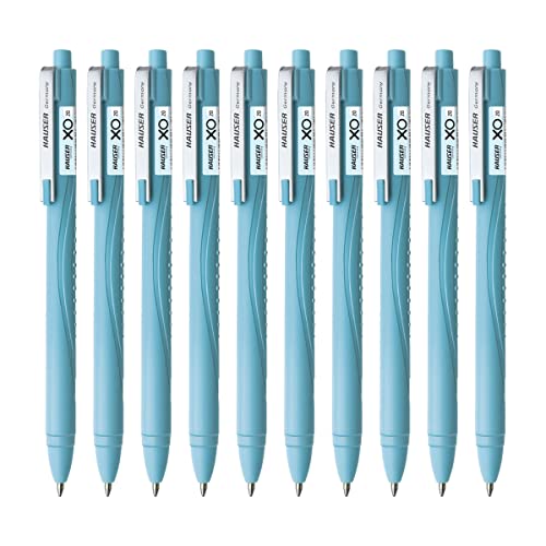 Image of Hauser Germany Xo 20 Retractable Ball Pen Box Pack | 0.7 Mm Tip Size | Comfortable Grip With Smudge Free Writing | Smooth, Sturdy & Refillable Pen | Blue Ink, Pack Of 10