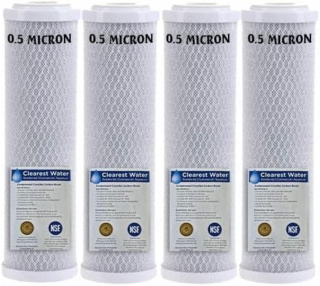 0.5 Micron coconut carbon Filter - Whole House Water Filter Cartridge - High-performance 10-inch Replacement - Compatible with All Whole House Water Filter System - 10 X 2.5-4 Pack