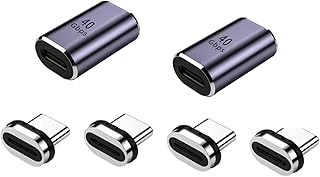 (2Pack Straight Adapter +Extra 2 Plugs) YoungSelly USB C Magnetic Adapter and USB C Connector,Support Thunderbolt 4,USB4.0, PD 100W Quick Charge Compatible with MacBook and More USB C Devices.