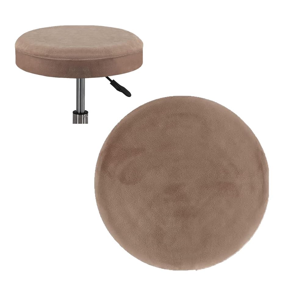 Set of 2 Velvet Bar Stool Covers of 2 with Elastic Bands Round Stool Cover Bar stool high elasticity bar stool cover Solid Washable stool cushion 16in-18in grey 12in-14in Leather Color