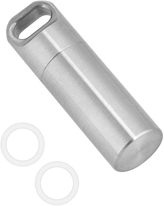 Pill Holders, Single Chamber Stainless Steel Waterproof Keychain Pill