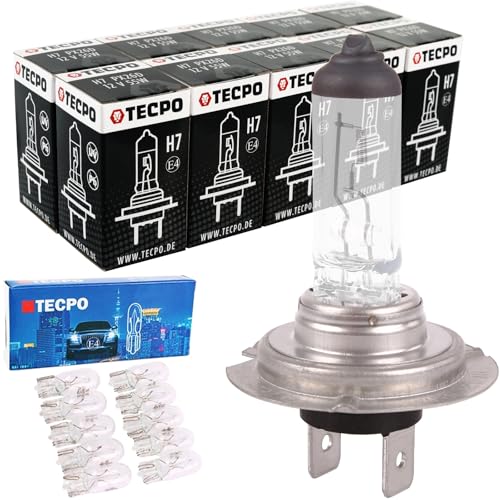 TECPO 10x H7 Auto Lampe 12V 55W PX26d Glühbirne Premium Halogenlampe