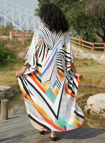 Image of Yanziliu Kaftan Dress for Women,Plus Size Hawaiian Batwing Sleeve Beach Cover Up Summer Swimsuit Dresses