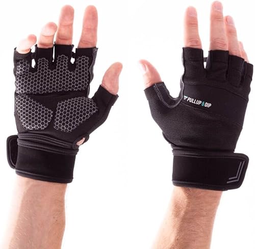 Miniatura 2 de PULLUP & DIP Guantes de entrenamiento para levantamiento de pesas, guantes de fitness con vendaje de muñeca para hombres y mujeres, guantes de