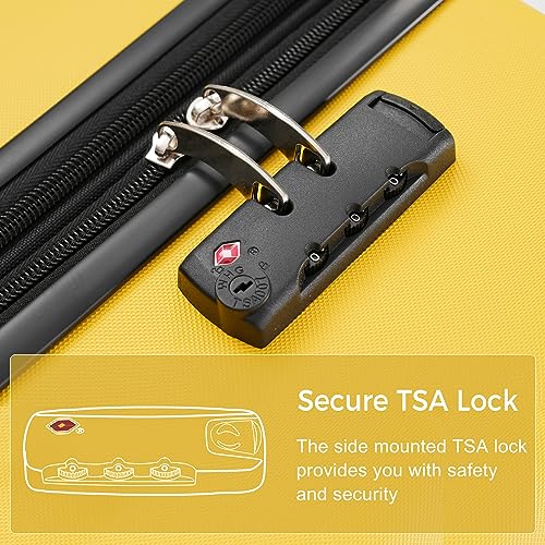 FridayParts 3 Piece Suitcase Set, Yellow and Black4