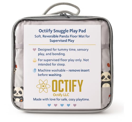 Baby Play Mat – Soft, Portable Infant Floor Seat for Supervised Play, Tummy Time & Bonding – Organic Cotton, Machine Washable, Panda Design