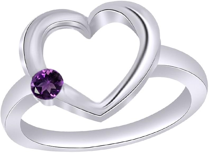 Amazon | Jewel Zone US ラウンドカット 模造アメジスト ハートリング  