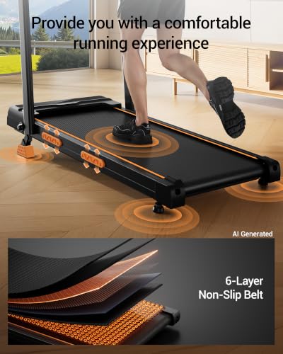 Image of 15% Auto Incline Walking Pad Treadmill with 12-Level, Under Desk Treadmill with Handles, Portable Treadmills for Home Small, 43″ High Armrests