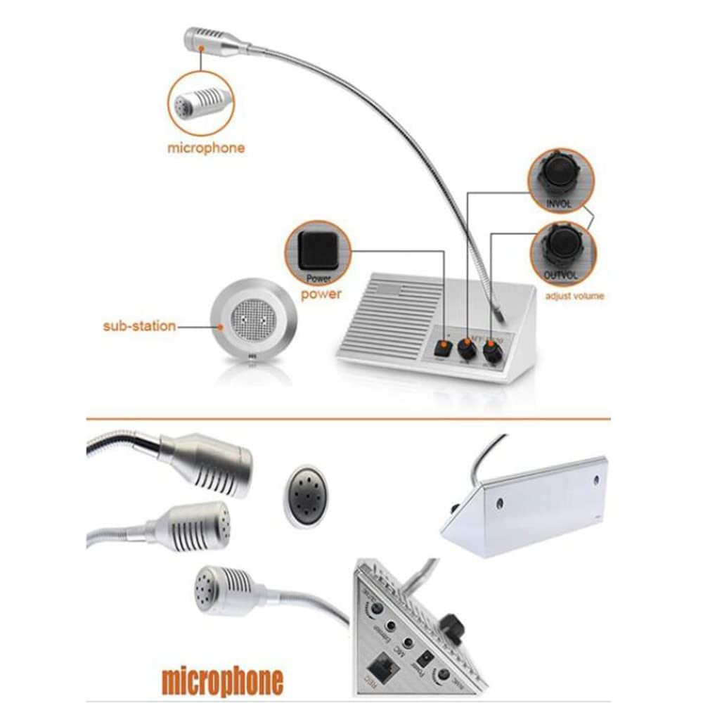 Sistema de Altavoces de Ventana, micrófono de Sonido lo Suficientemente Alto, intercomunicador de Contador de Ventana de Doble vía antiinterferencias para Negocios/Banco/Oficina