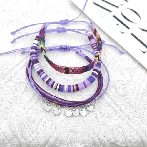 Image of Beach Summer Ankle Bracelet for Women Handmade Braided Adjustable String Anklets Waterproof Surfer Bracelet