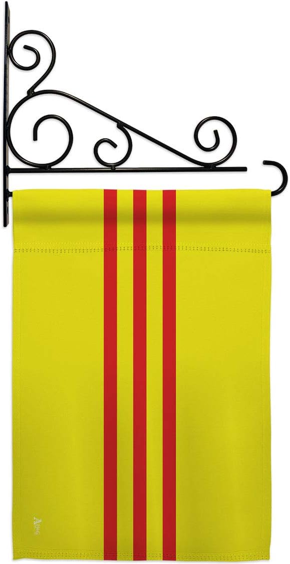 South Vietnam Garden Flag Set Wall Holder Regional Nationality Nation International World Country Particular Area Small Decorative Gift Yard House Banner Double-Sided Made In USA 13 X 18.5