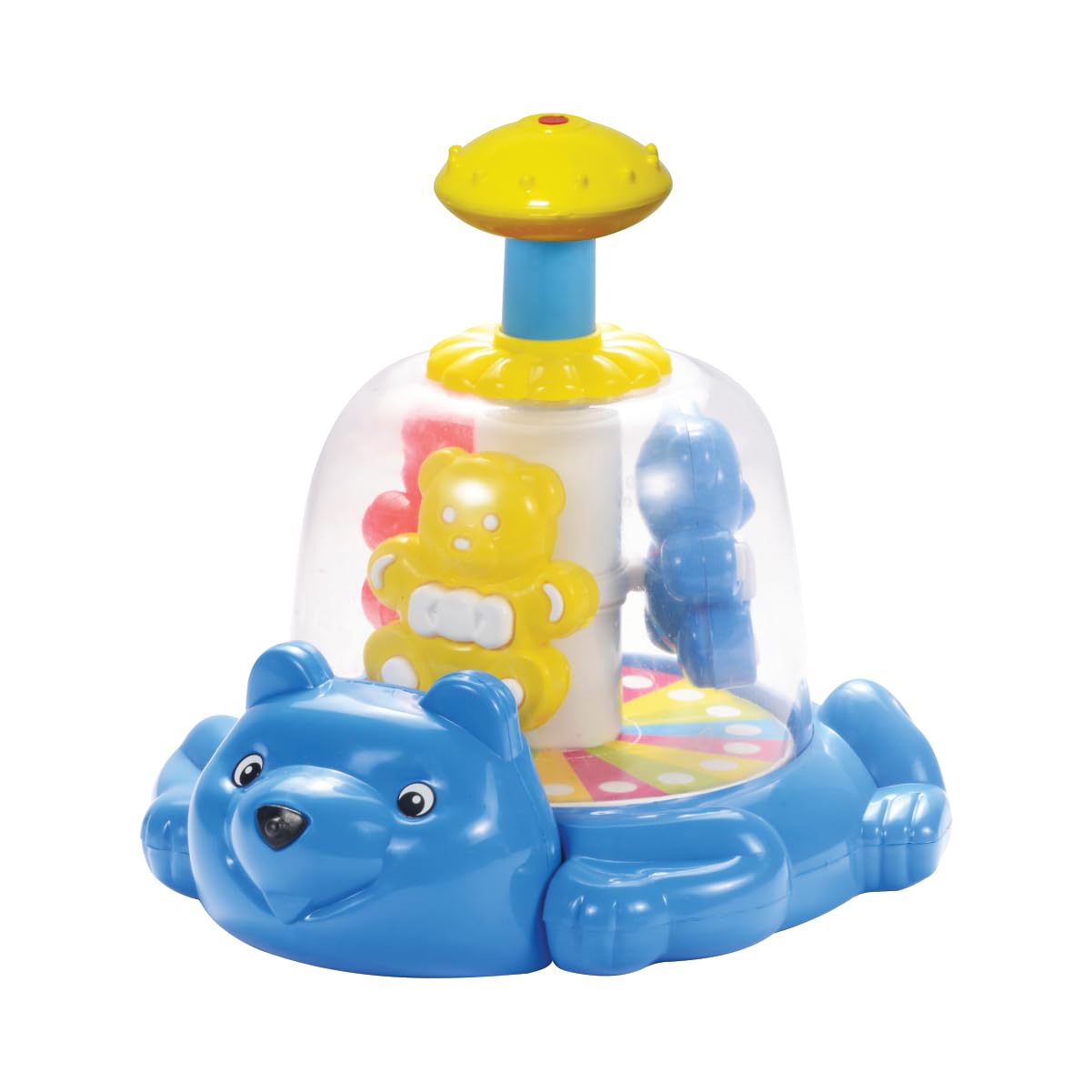 Mama Luv Mee Plastic Push and Spin - Bear Spinner Toy Multicolor for Toddlers & Kids (Made in India)