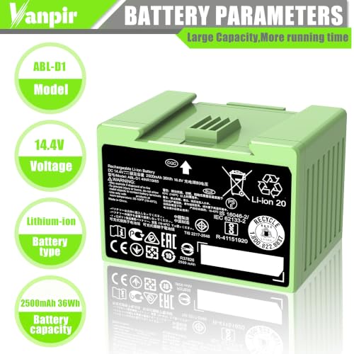 Image of ABL-D1 2500mAh 36Wh Replacement Battery for iRobot Roomba i /j /e Series - Extended Runtime for Large Area Cleaning & Hard Floors, Compatible with Roomba i7 j7 i7+ j7+ i3 i4 e5 e6 and More Models