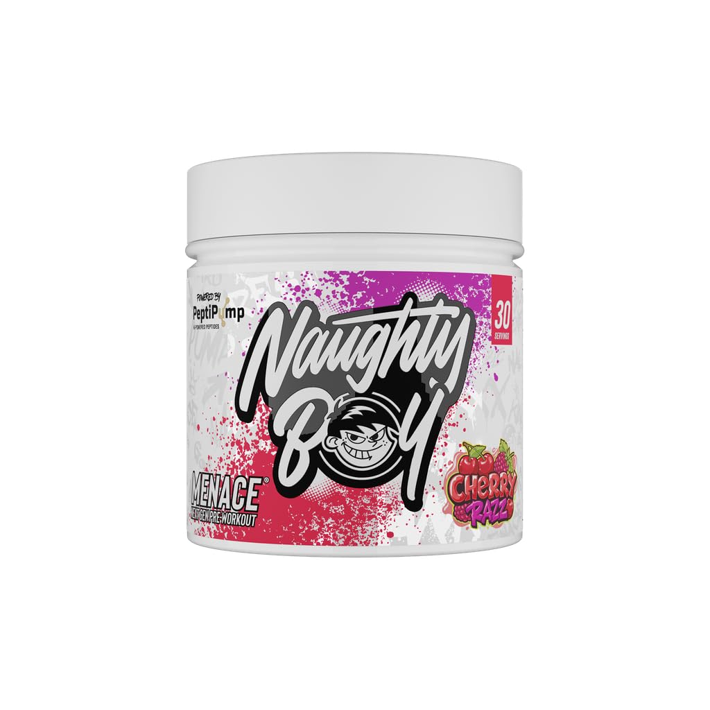 Naughty Boy Menace V2 Pre Workout Powder - High Stim Pre-Workout Supplement for Energy, Focus, Pump & Performance, Gym Training & Endurance - [ 30 Servings ] (Cherry Razz)