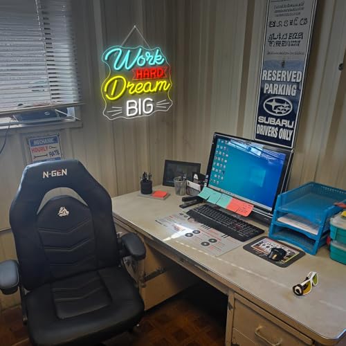 NOSUN Work Hard Dream Big Neon Sign Inspirational slogan personal studio LED Sign Wall Decor Adjustable Brightness Neon Signs USB Connect Neon Light for Bedroom Home Bar Club Hotel Party Decor — view 5