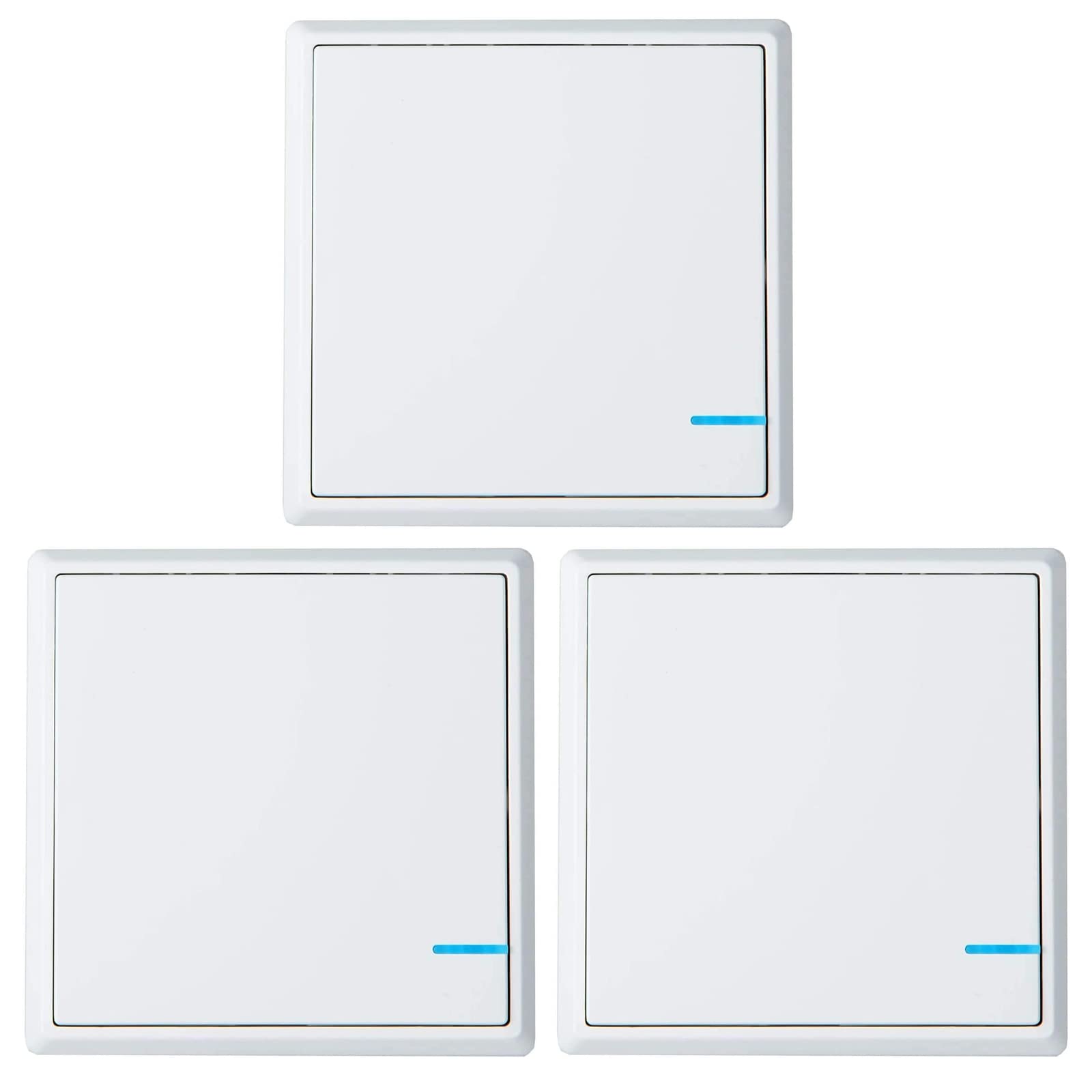 3Stück kabelloser Lichtschalter, Lichtschalter-Panel, Wandschalter-Panel, intelligenter Lichtschalter, keine Verdrahtung für Deckenlampen-LED-Lichter, nur Schalter, muss mit Empfänger gekoppelt werden