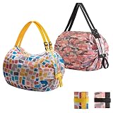 2 Pcs Pieces of Foldable Reusable Grocery Bags, Portable Large Capacity Shopping Bags,Daily commutin