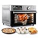 OIMIS Inox Air Fryer xxl 30L, 1800W Friteuse Sans Huile, 21 in 1 Petit Four a Pizza Electrique avec 7 Accessoires, Grande Capacité, Livre Recette, Grill, Dual Cook, Argenté