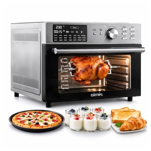 OIMIS Heißluftfritteuse Backofen 30L, Heißluftbackofen xxl 1800W, Backofen mit luftfritteuse Ölfreier Multifunktions-Heißluftofen 21 Programme,DUAL COOK,Rösten,Trocknen,7 Zubehörteile,Rezepte