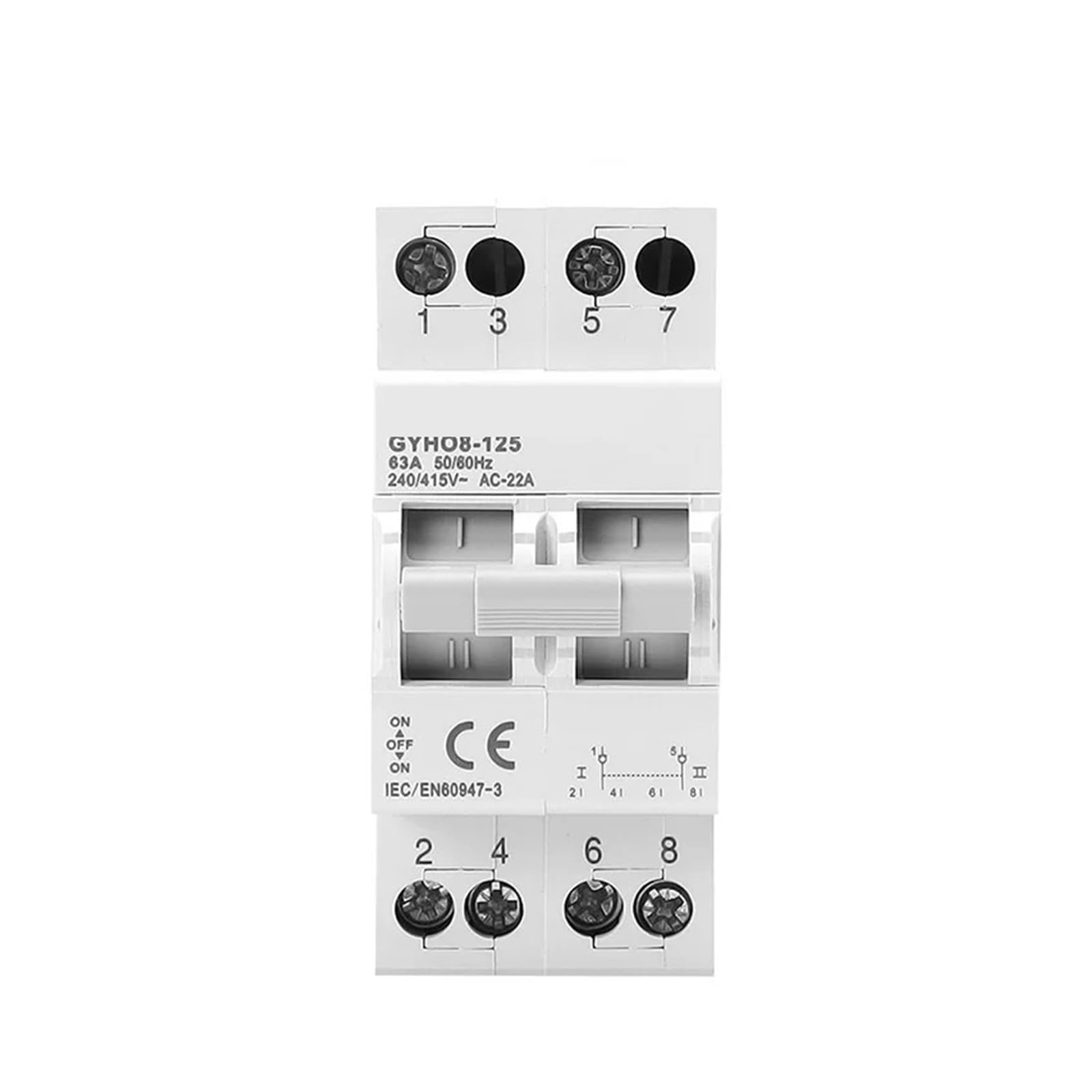 GYHO8 63A Dual Power Manual Conversion Isolating Switch Interlock Circuit Breaker AC Isotator 1P 2P 3P 4P(3P 63A)