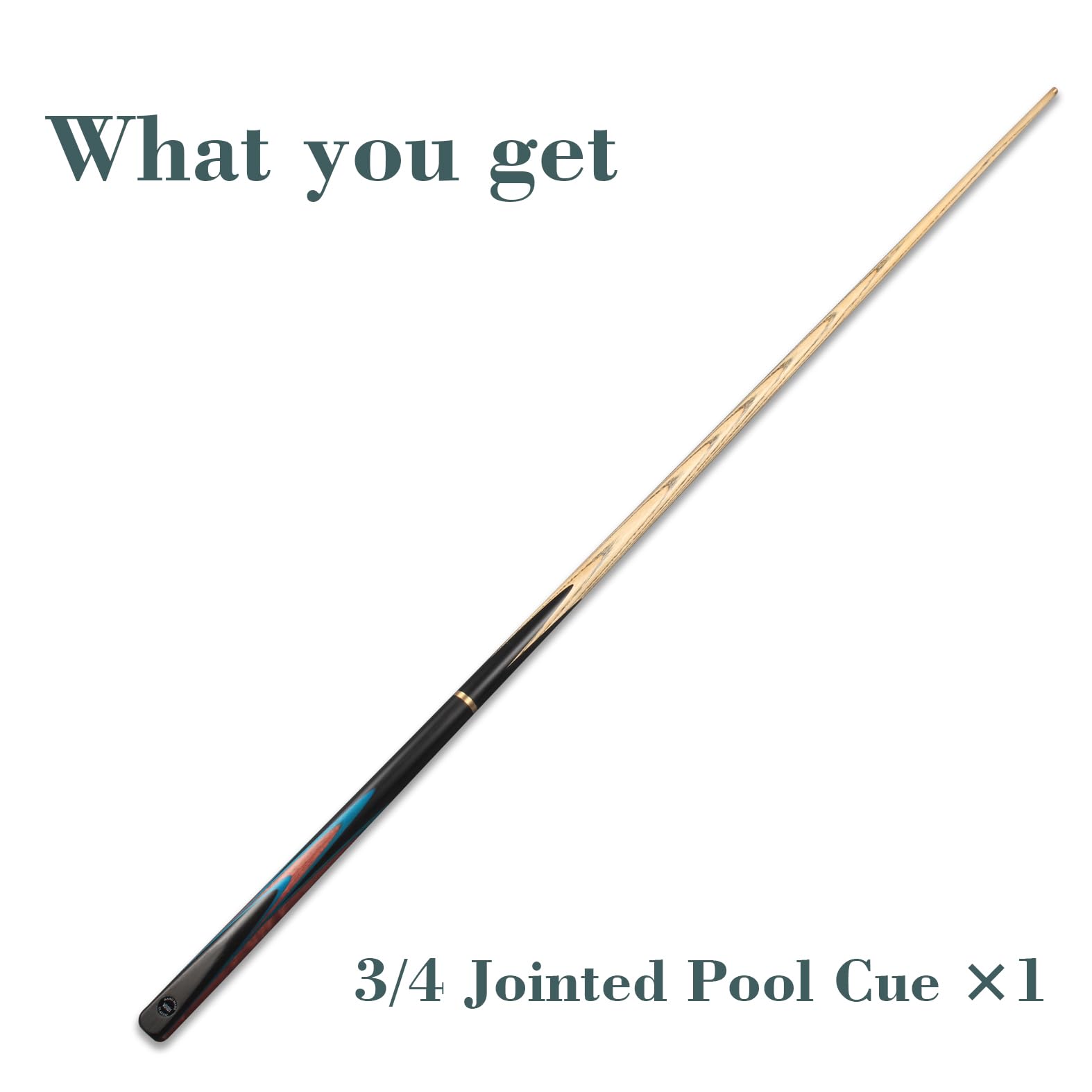 CUESOUL Queue de billard articulée de 3/4 po de 57 cm, épissée à la main avec 2 extensions, emballée dans un étui en similicuir,Queue de billard 3/4 articulée