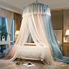 AIKASY Princess Bed Canopy for Girls & Adults, Elegant Double-Layer Bed Curtain, Childrens Dream Round Lace Mosquito Net - Fits Twin, Full, Queen, and King BedsBlue/Pink/White