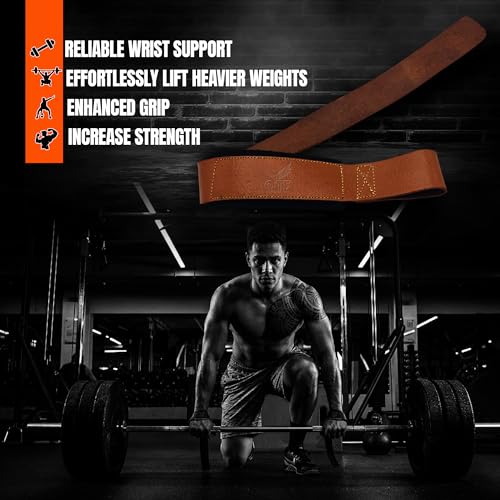 Genuine Leather Lifting Straps Black