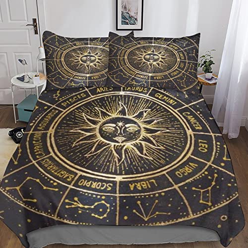 BUKISA Constellation 3D Parures De Lit Zodiac Housse De Couette Confort Respirable, Microfibre avec Fermeture Éclair Convient Aux Garçons Et Aux Filles...