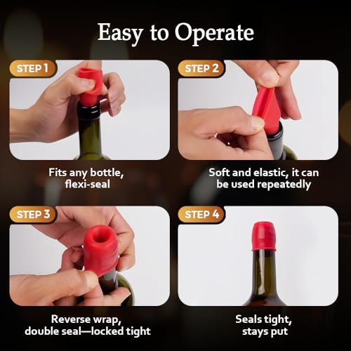 Image of Silicone Wine Stopper for Wine Bottles, 2025 New Wine Stoppers for Wine Bottles, Seal Bottle Cover for Beer Champagne, Glass Bottle Sealer Covers Wine Stoppers for Home Use (12, No Handle)