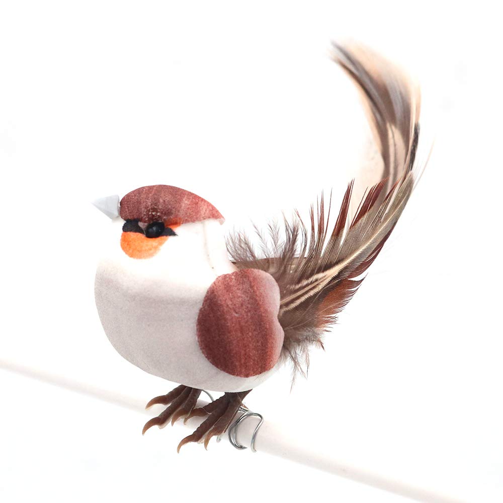 12 Uccelli Decorativi In Piuma Artificiale Per Giardino, Casa E Feste - Foto 4