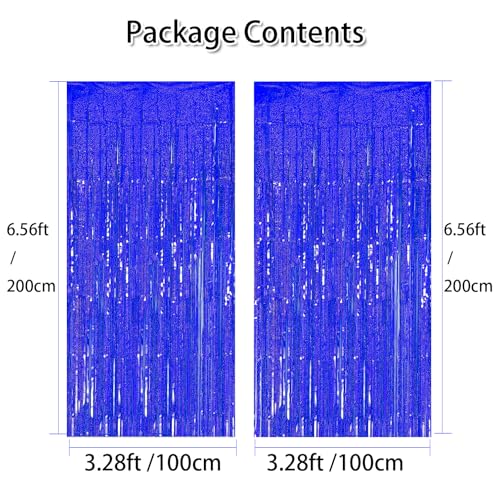Blue Laser Tinsel Glitter Foil Fringe Curtain Birthday Party Streamers Backdrop Decorations Photo Booth Theme Bachelorette Graduation Decor — view 3