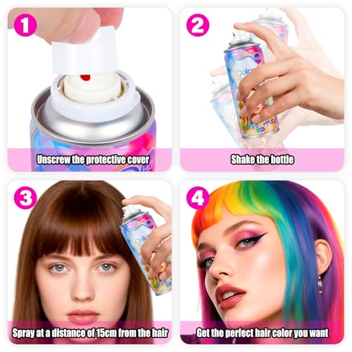 Acomler Black Hair Spray Temporary Hair Color Spray for Kids Women Men, 4.06Oz Washable Temporary Black Hair Dye, One-Day Hair Color Wax for... - Image 5