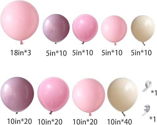 Vista 9 de Kit de arco de globos de color rosa pastel, morado, guirnalda de globos de mariposa, arco iris, color macarrón, verde salvia, albaricoque, rubor