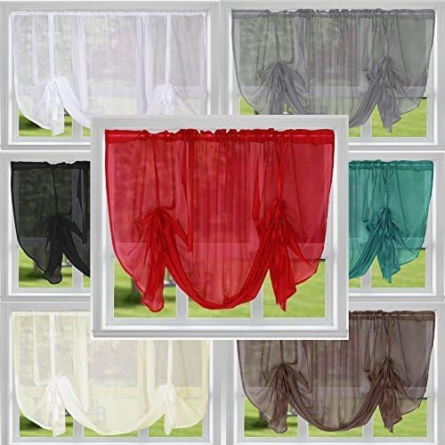 John Aird Voile Tie Blind Curtain Panels 58" Wide x 54" Drop (Red)